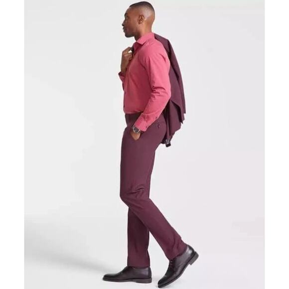 Bar III Men's Red Wool Blend Skinny Fit Classic Suit Dress Pants Size 32x30 - Picture 4 of 5